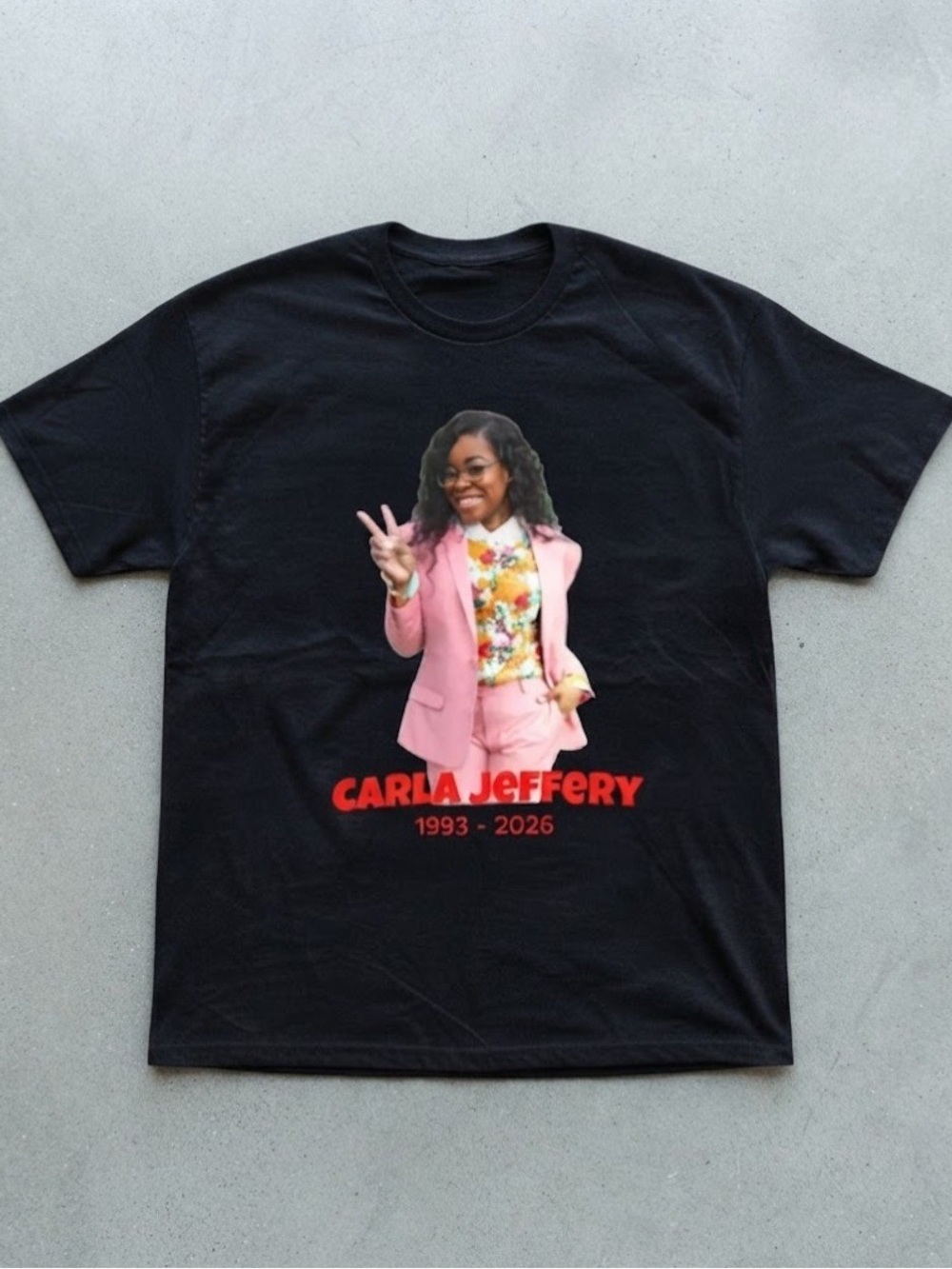 Carla Jeffery Memorial Photo Black Cotton Gildan T-Shirt